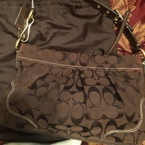 Coach jacquard chocolate brown handbag